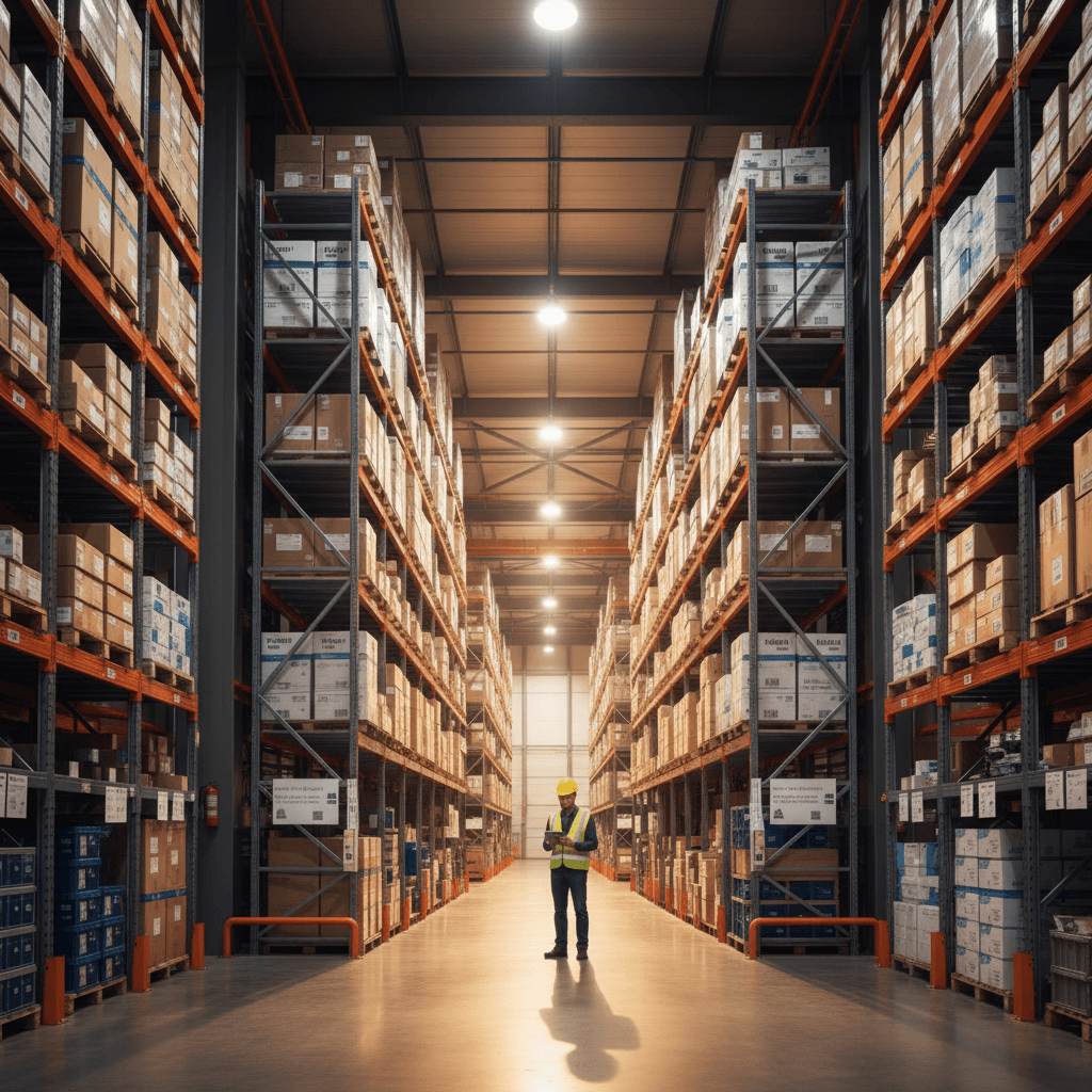 Organized medical equipment warehouse storage