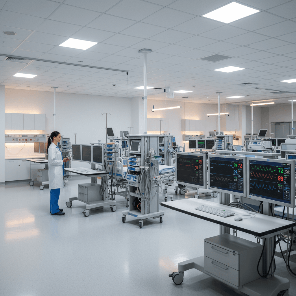 Fully operational hospital ward with installed medical equipment